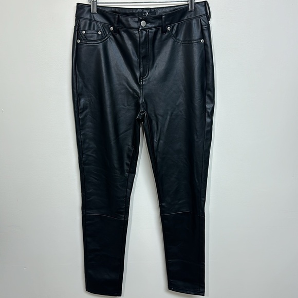 7 For All Mankind The High Waist Ankle Skinny Faux Leather With Faux Pockets M - Picture 2 of 7